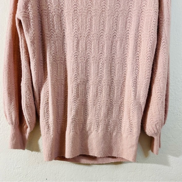 Hinge Acrylic Blend Round Neck Open Back Long Sleeve Women Sweater S Pink Soft - Picture 6 of 10